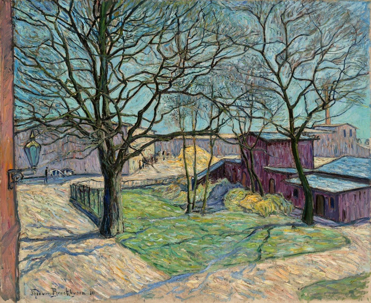 Auf diesem Bild ist das folgende Kunstwerk zu sehen: Theo von Brockhusen. Gutshof in Seelow. 1910.