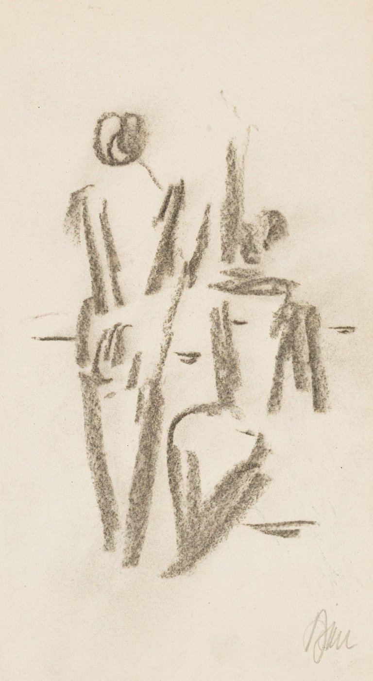 Auf diesem Bild ist das folgende Kunstwerk zu sehen: Willi Baumeister. „Zwei Figuren, Skizze“. Um 1923.