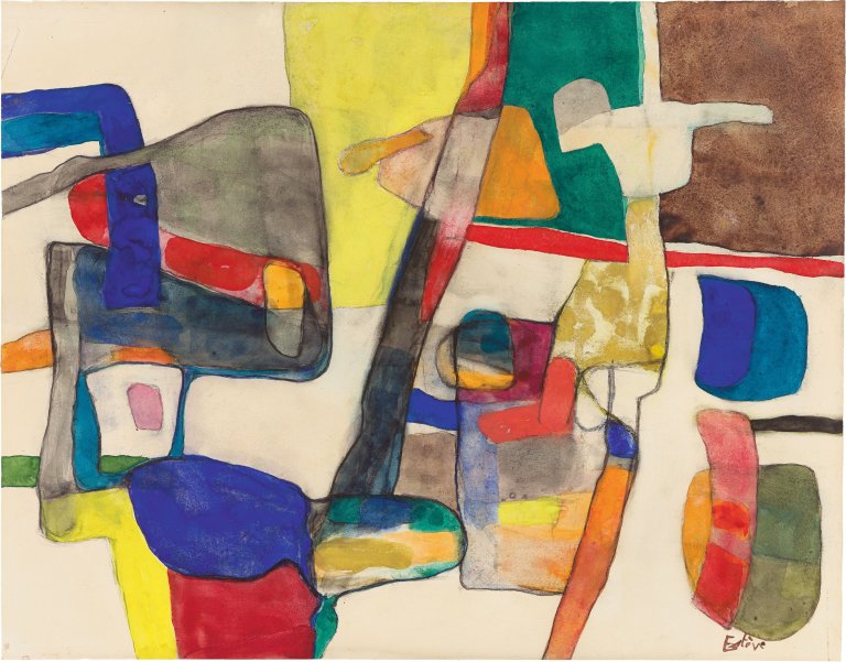 Auf diesem Bild ist das folgende Kunstwerk zu sehen: Maurice Estève. Ohne Titel. 1957.