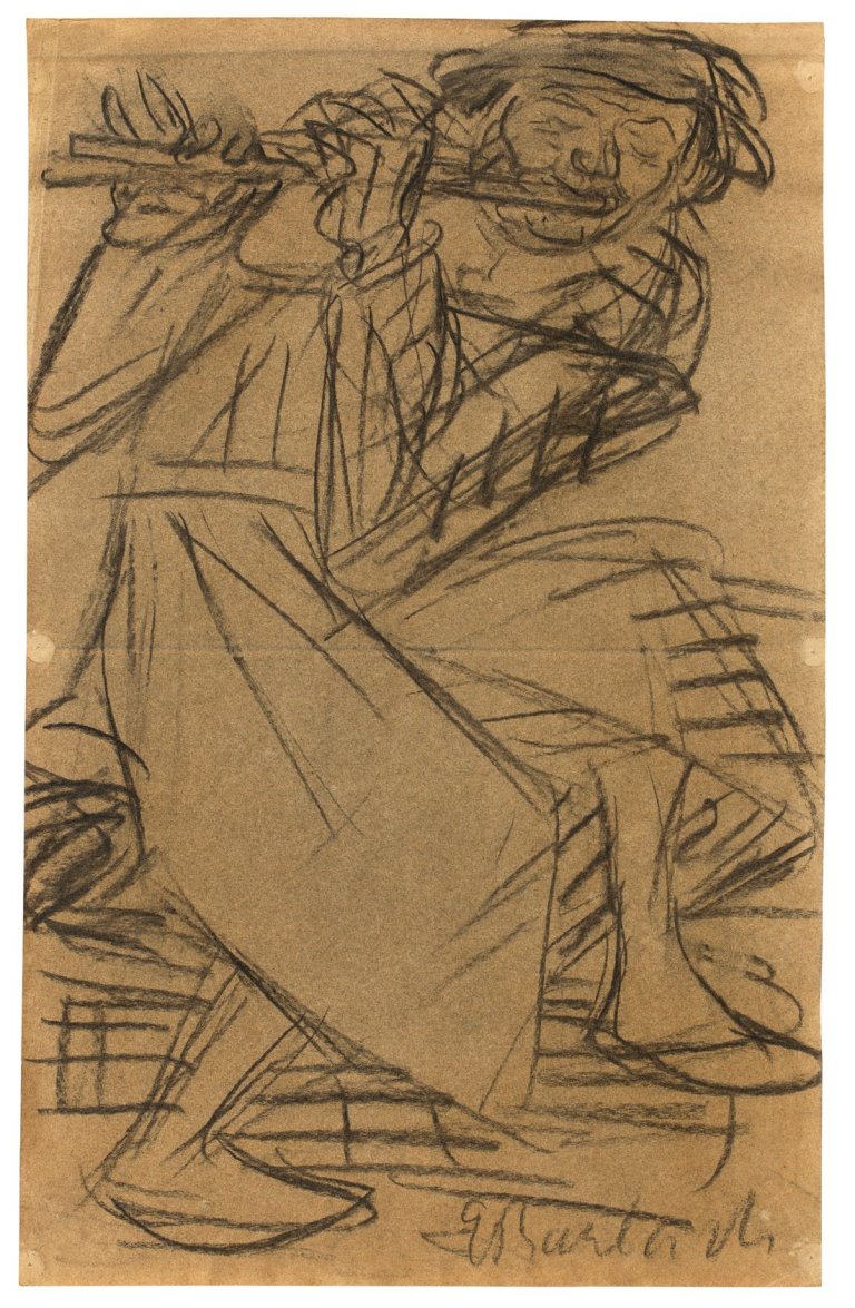 This picture shows the following artwork: Ernst Barlach. „Der Flötenspieler“. Circa 1925.