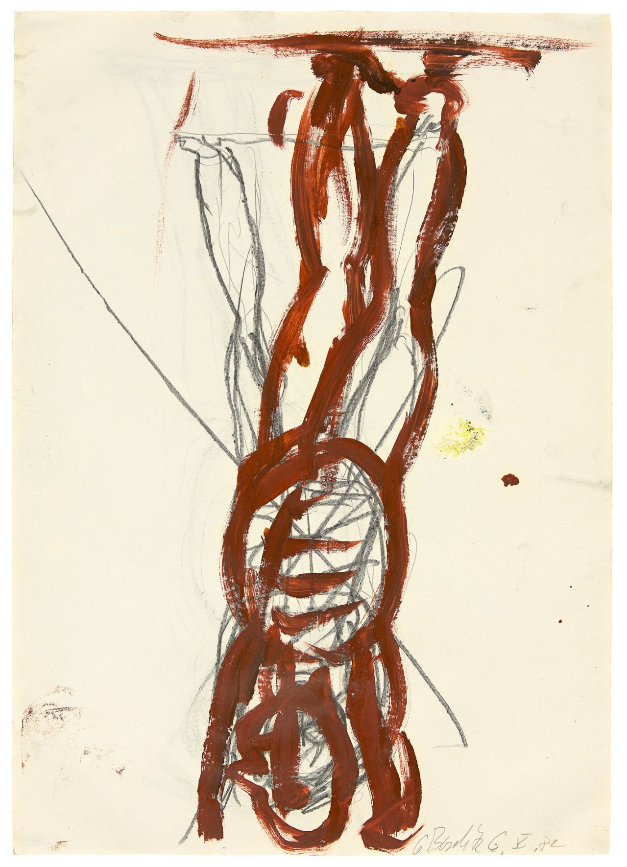 Auf diesem Bild ist das folgende Kunstwerk zu sehen: Georg Baselitz. Ohne Titel (Entwurf für eine Holzskulptur). 1982.
