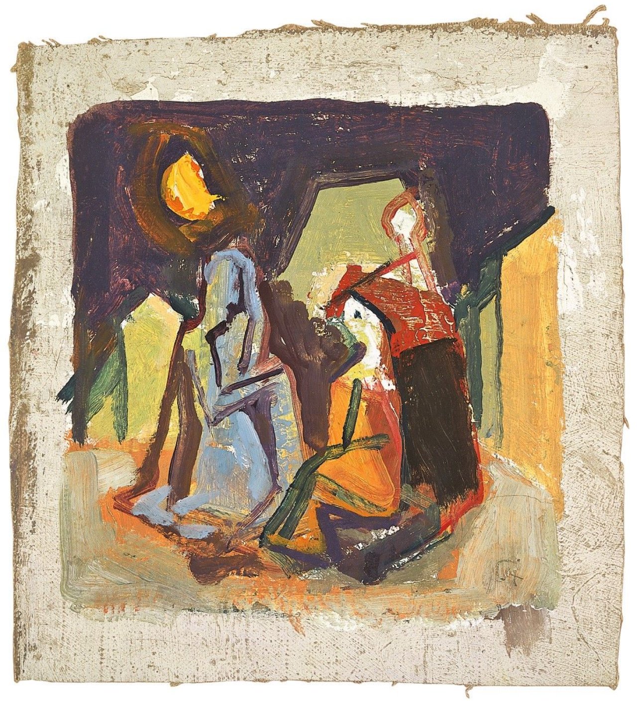Auf diesem Bild ist das folgende Kunstwerk zu sehen: Karl Hofer. „Nächtliche Szene mit trauernden Gestalten“. Um 1952.