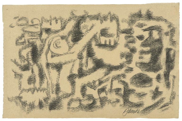 Auf diesem Bild ist das folgende Kunstwerk zu sehen: Willi Baumeister. „Urzeitgestalten“. 1947.