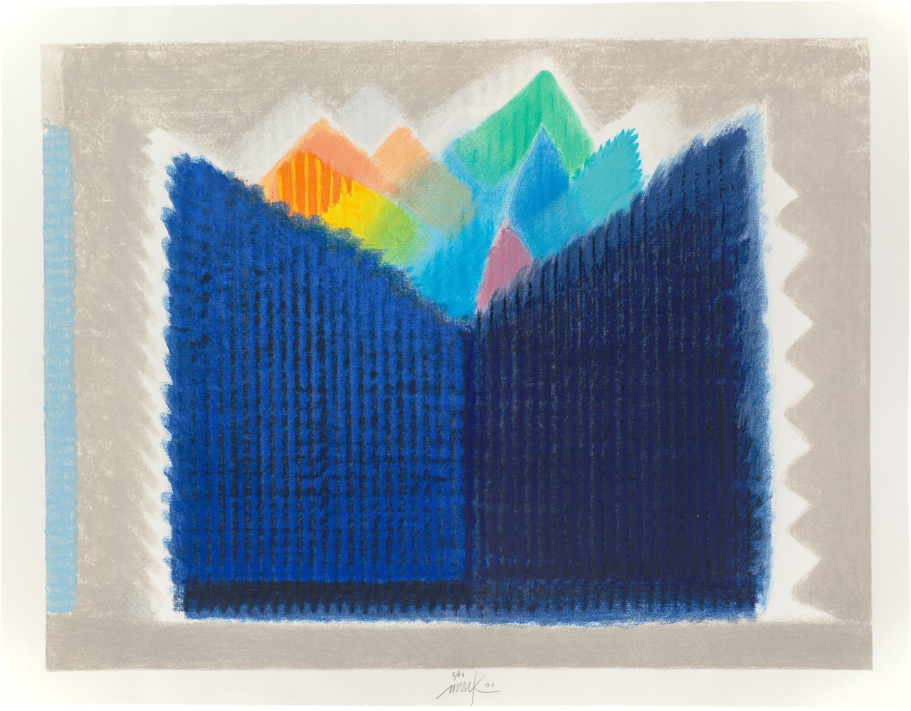 Auf diesem Bild ist das folgende Kunstwerk zu sehen: Heinz Mack. „Blühende Farben“. 2000.