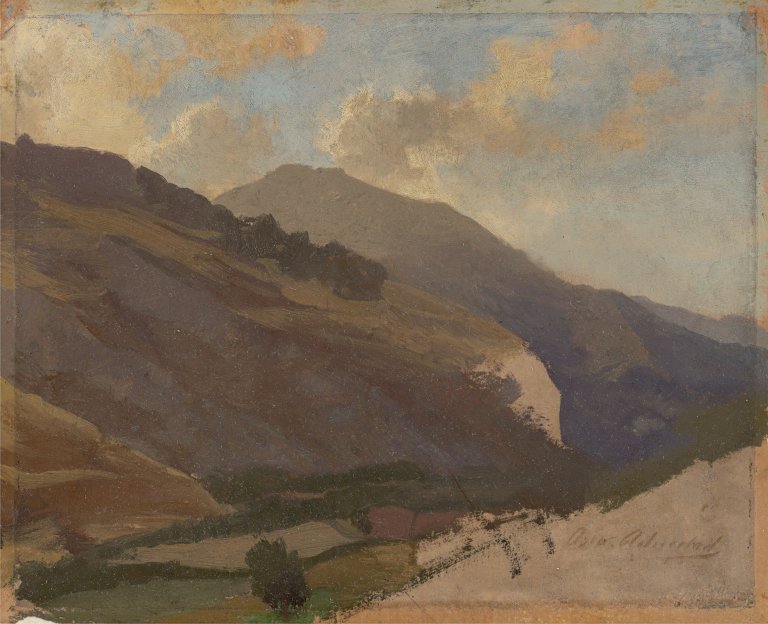 Auf diesem Bild ist das folgende Kunstwerk zu sehen: Oswald Achenbach. Landschaftsstudie.