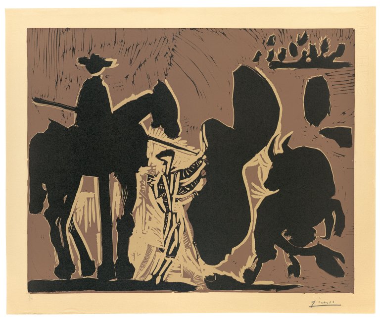 Auf diesem Bild ist das folgende Kunstwerk zu sehen: Pablo Picasso. „Avant la Pique“. 1959.
