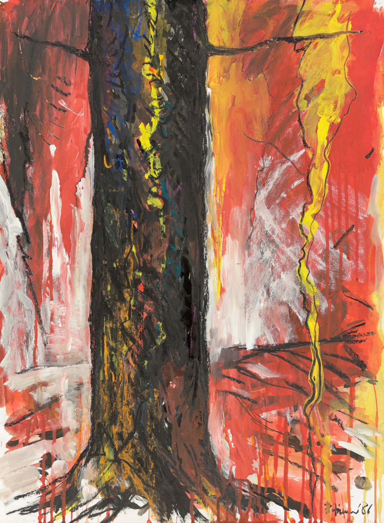 Auf diesem Bild ist das folgende Kunstwerk zu sehen: Bernd Zimmer. Baumstamm. 1986.