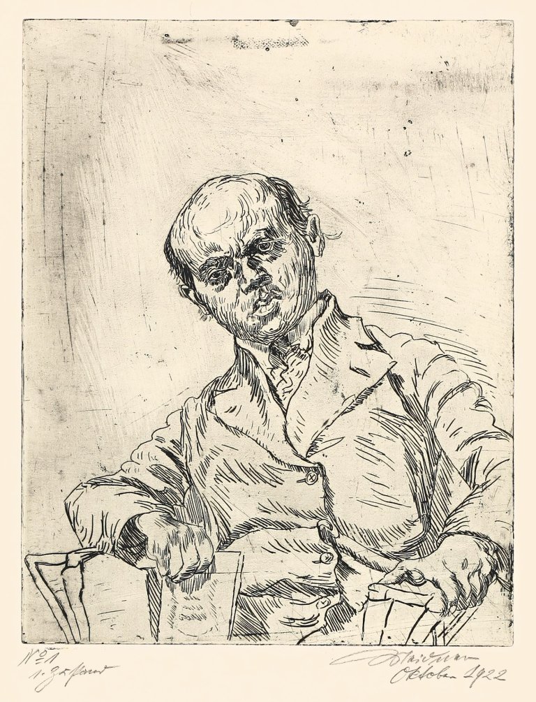 Auf diesem Bild ist das folgende Kunstwerk zu sehen: Ludwig Meidner. Selbstportrait. 1922.