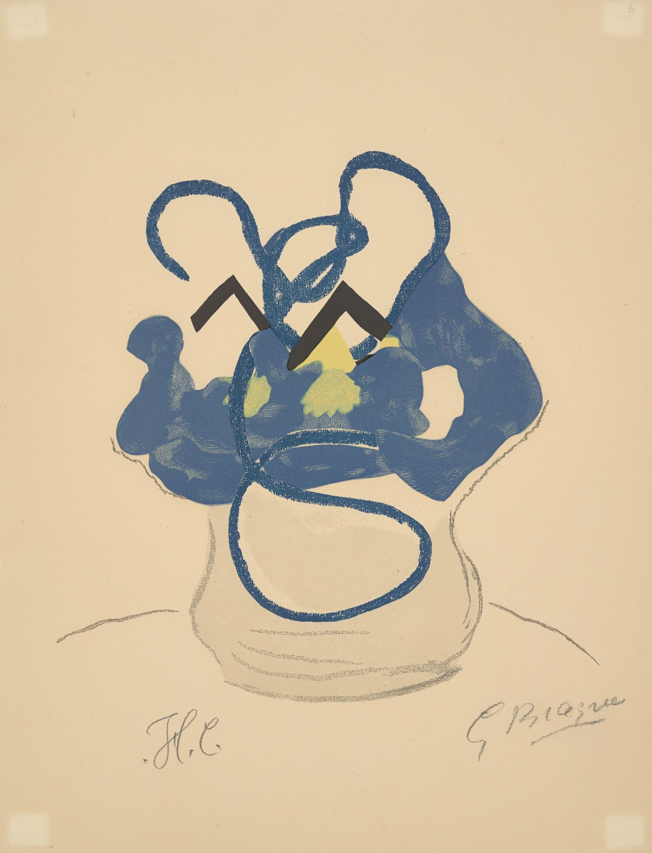 Auf diesem Bild ist das folgende Kunstwerk zu sehen: Georges Braque. Aus: „Si je mourais là-bas“. 1962.