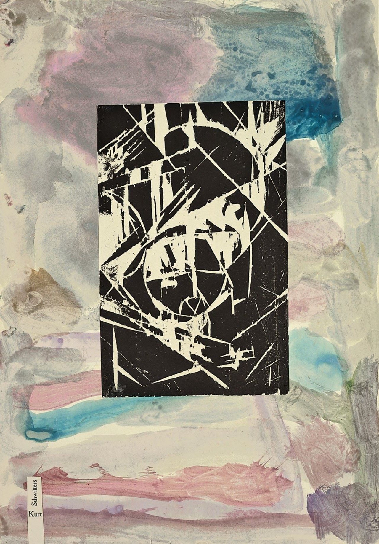 Auf diesem Bild ist das folgende Kunstwerk zu sehen: Kurt Schwitters. „Ohne Titel (Mit Zwei Kreise aus: Das Kestnerbuch 1)“. 1939.