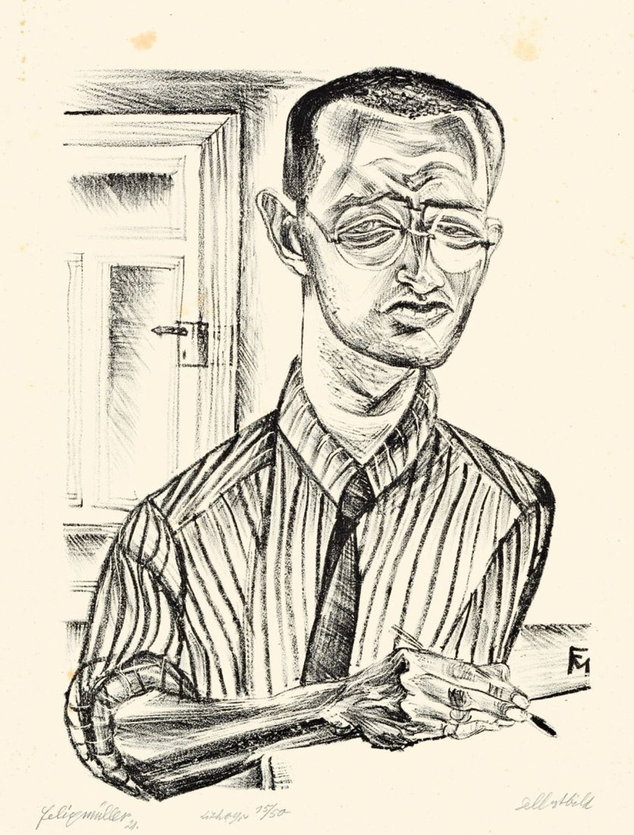 Auf diesem Bild ist das folgende Kunstwerk zu sehen: Conrad Felixmüller. „Selbstbildnis“. 1921.