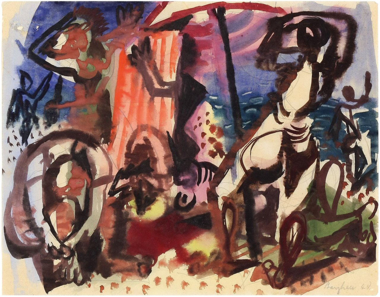 Auf diesem Bild ist das folgende Kunstwerk zu sehen: Eduard Bargheer. Strandleben. 1948.