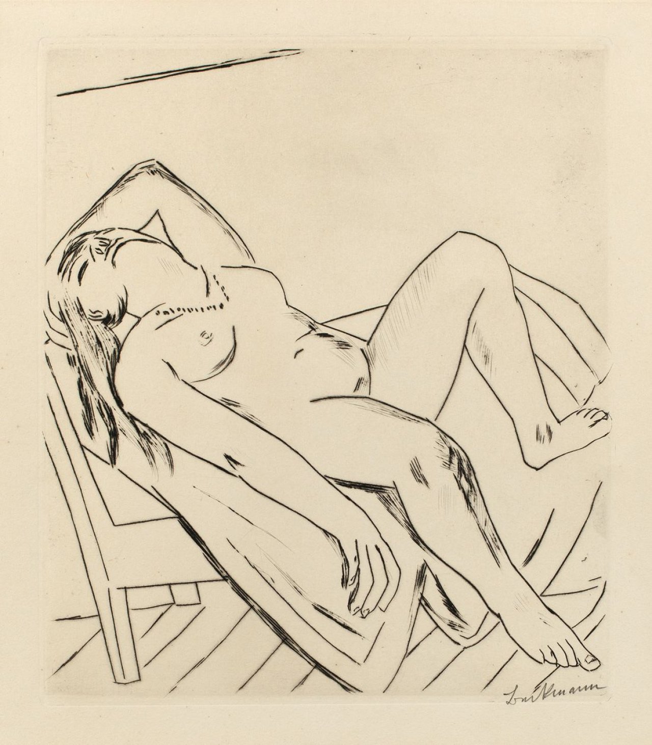 Auf diesem Bild ist das folgende Kunstwerk zu sehen: Max Beckmann. „Liegende“. 1922.