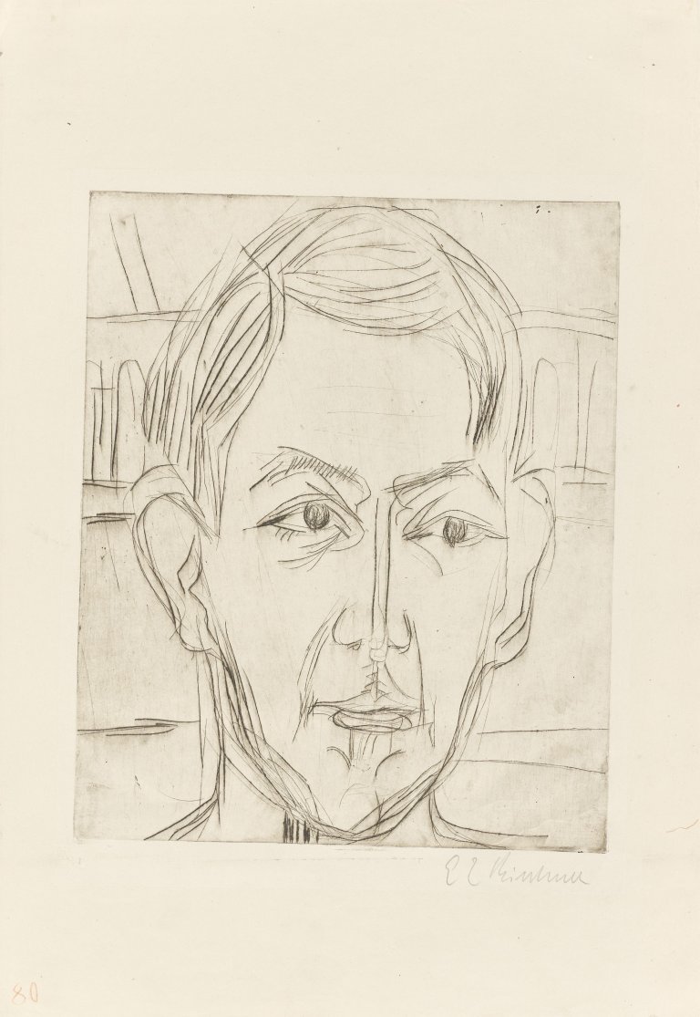 Auf diesem Bild ist das folgende Kunstwerk zu sehen: Ernst Ludwig Kirchner. „Kopf eines jungen Mannes (Dr. Hans Bütow)“. 1925/26.