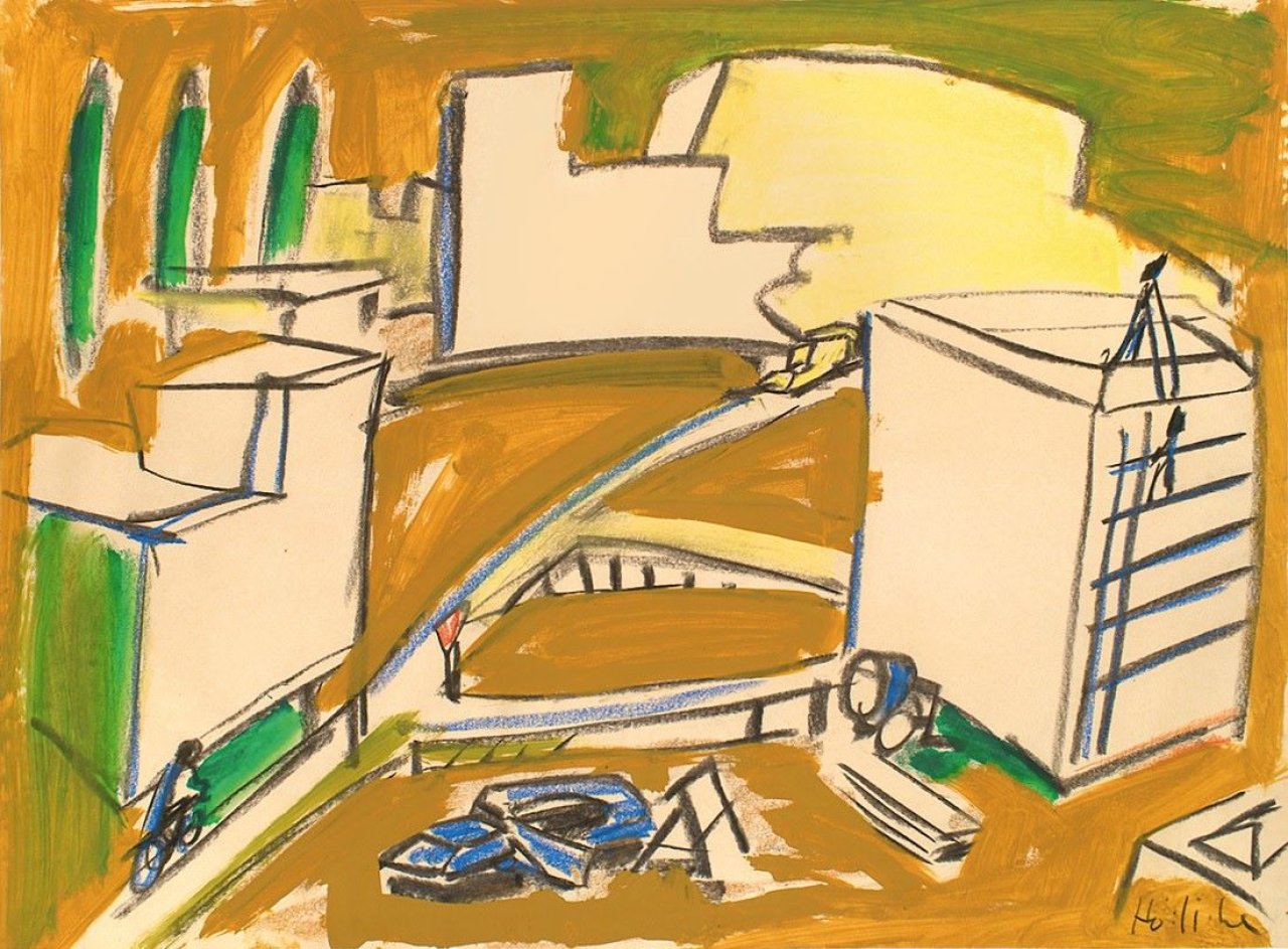Auf diesem Bild ist das folgende Kunstwerk zu sehen: Karl Horst Hödicke. „Blick aus dem Atelier auf den Potsdamer Platz“. 1978.