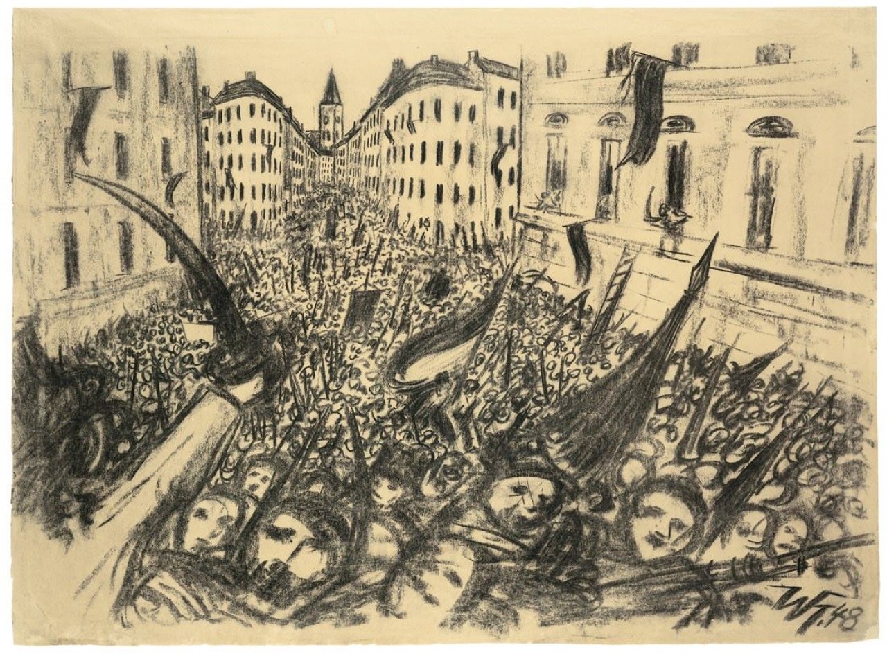 Auf diesem Bild ist das folgende Kunstwerk zu sehen: Werner Heldt. „Aufruhr 1848“. 1948.