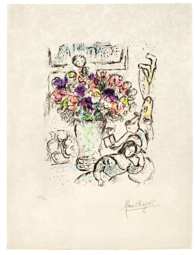 Auf diesem Bild ist das folgende Kunstwerk zu sehen: Marc Chagall. „Anemones“. 1974.