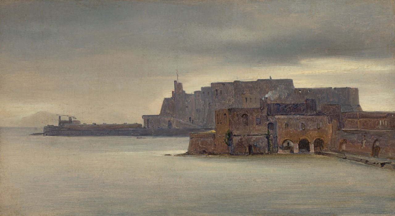 Auf diesem Bild ist das folgende Kunstwerk zu sehen: André Giroux. Das Castel dell'Ovo in Neapel. Um 1826.