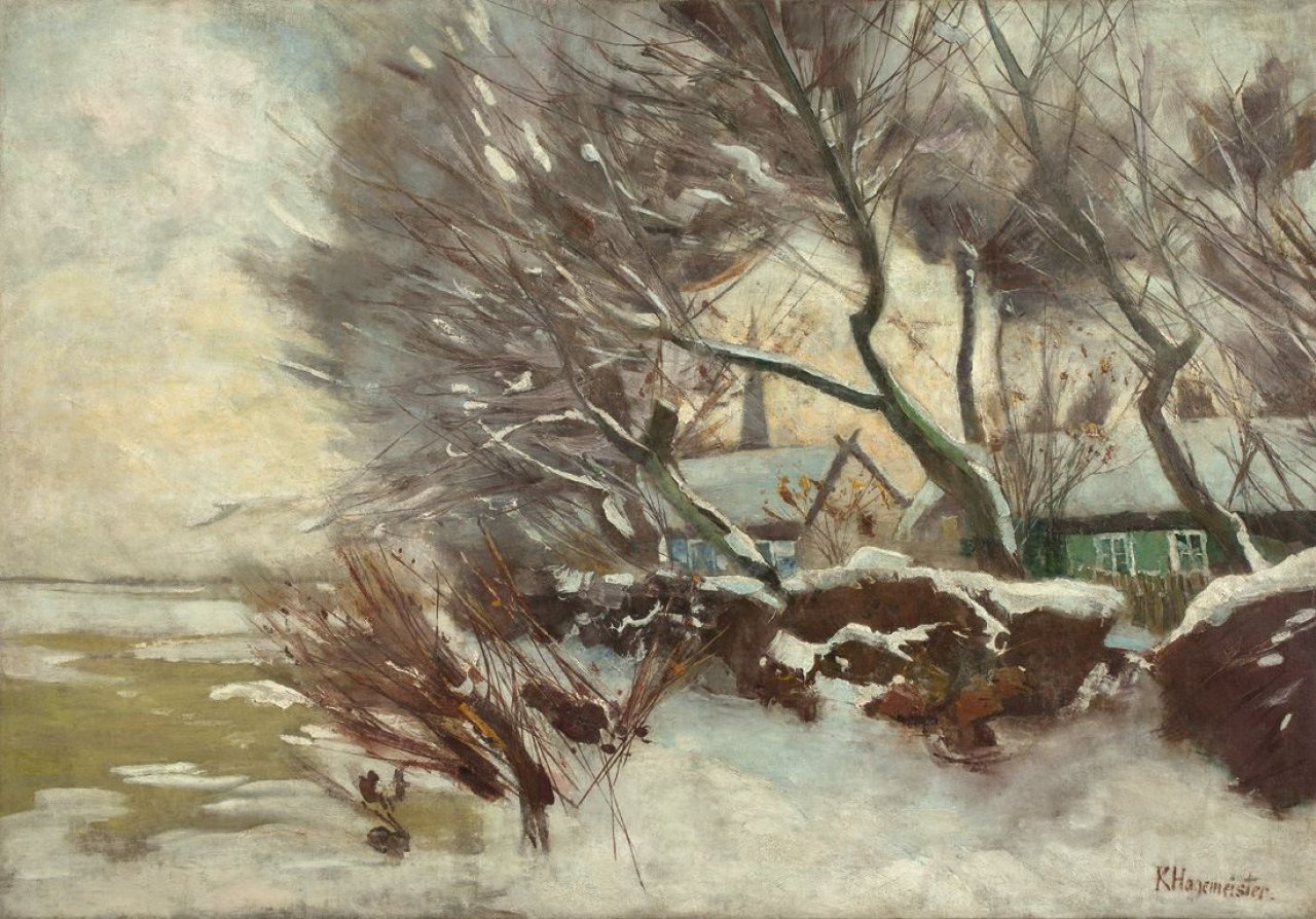 This picture shows the following artwork: Karl Hagemeister. Winter im Dorf. Circa 1885.
