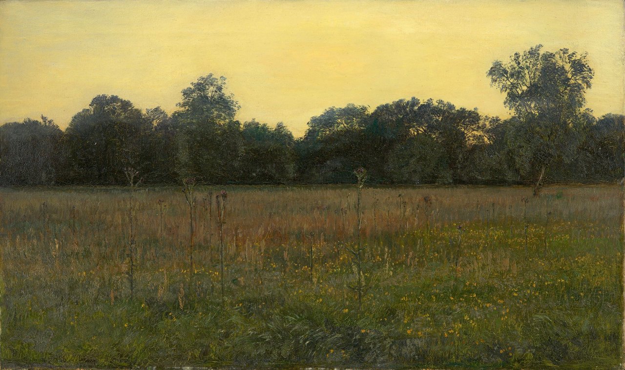 Auf diesem Bild ist das folgende Kunstwerk zu sehen: Janus Andreas Bartholin la Cour. Abenddämmerung bei Mariendal. 1886.