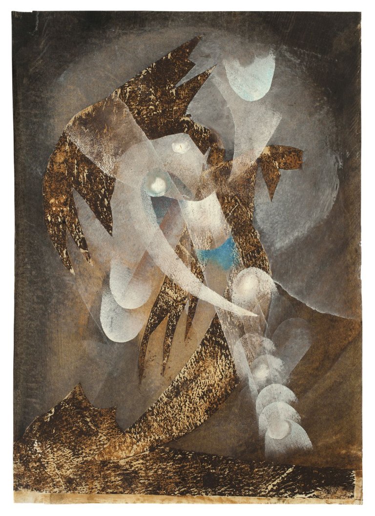 Auf diesem Bild ist das folgende Kunstwerk zu sehen: Fritz Winter. „Triebkräfte der Erde“. 1944.