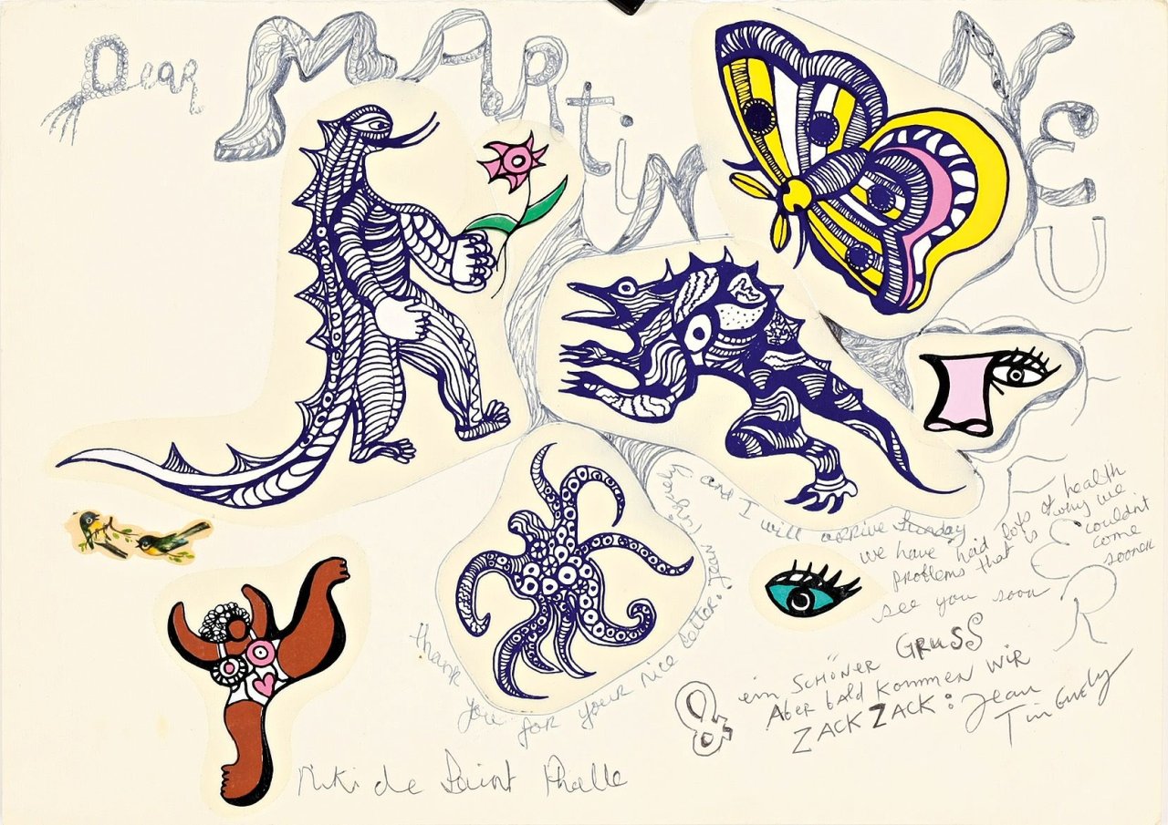 Auf diesem Bild ist das folgende Kunstwerk zu sehen: Niki de Saint Phalle. Dear Martin Neuffer. Um 1975/1976.
