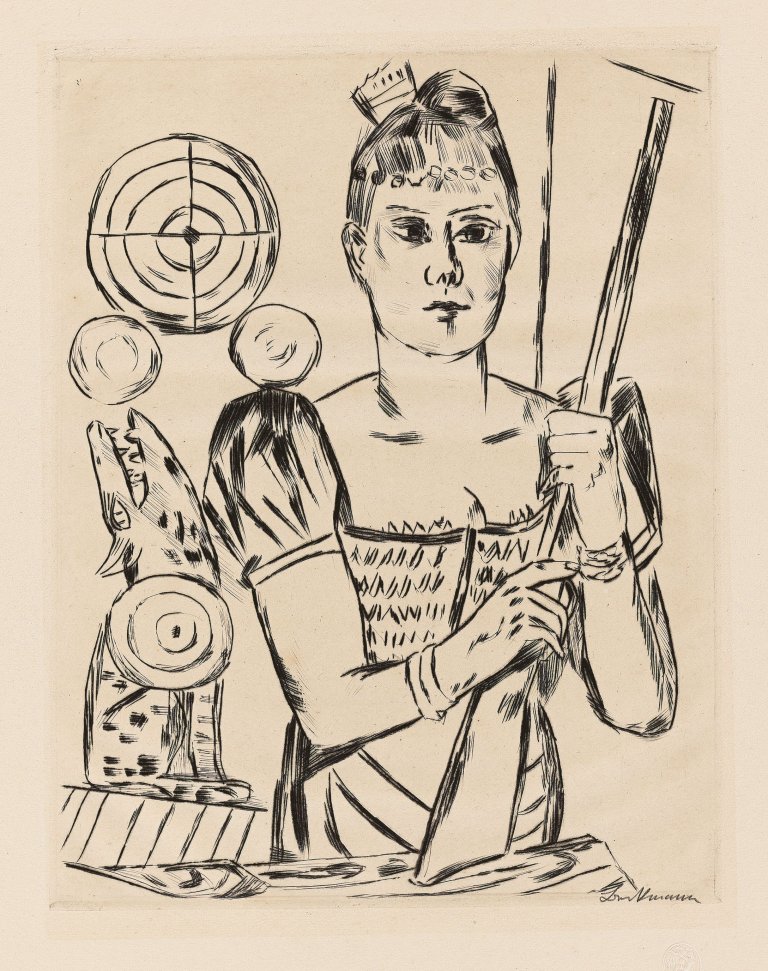 Auf diesem Bild ist das folgende Kunstwerk zu sehen: Max Beckmann. „Schießbude“. 1921.