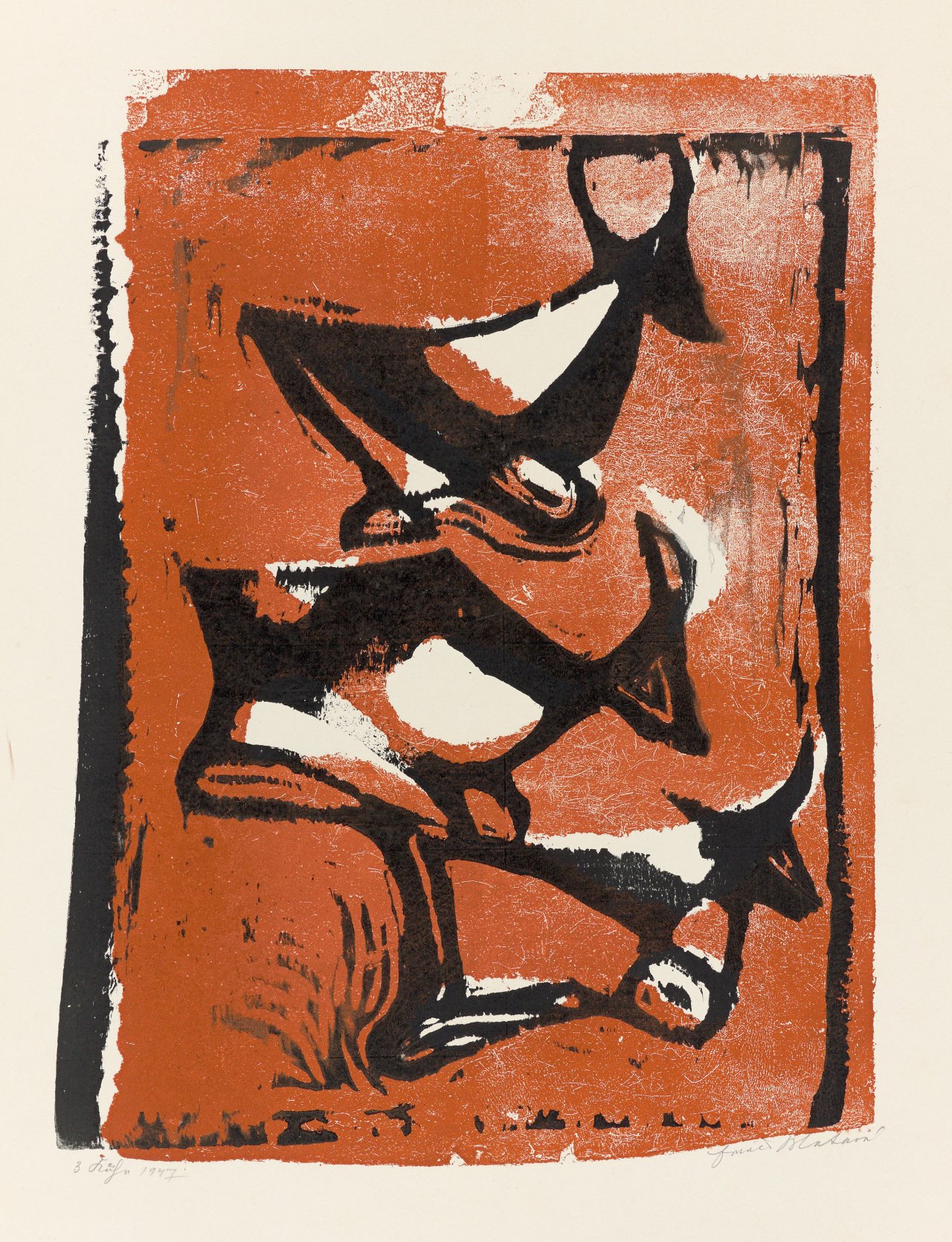 This picture shows the following artwork: Ewald Mataré. ”Drei Kühe (übereinander)”. 1947.