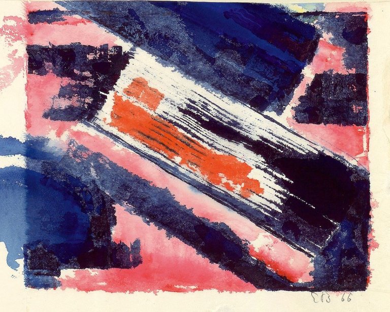 Auf diesem Bild ist das folgende Kunstwerk zu sehen: Erich Buchholz. „Stark in Blau III“. 1966.