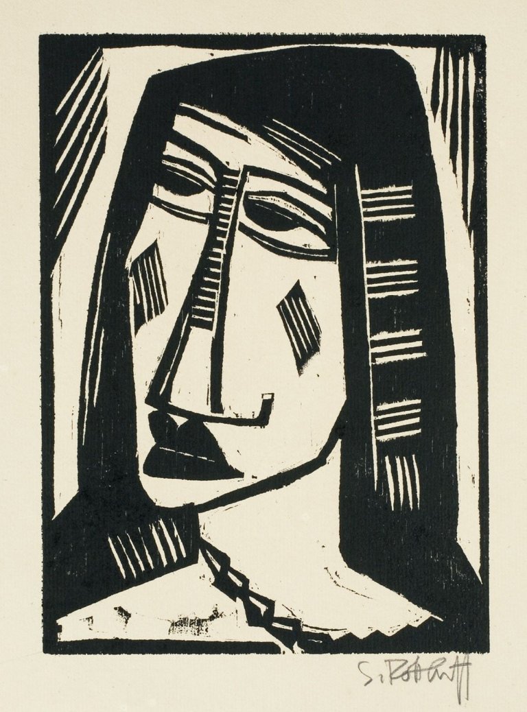 Auf diesem Bild ist das folgende Kunstwerk zu sehen: Karl Schmidt-Rottluff. „Kopf“. 1915.