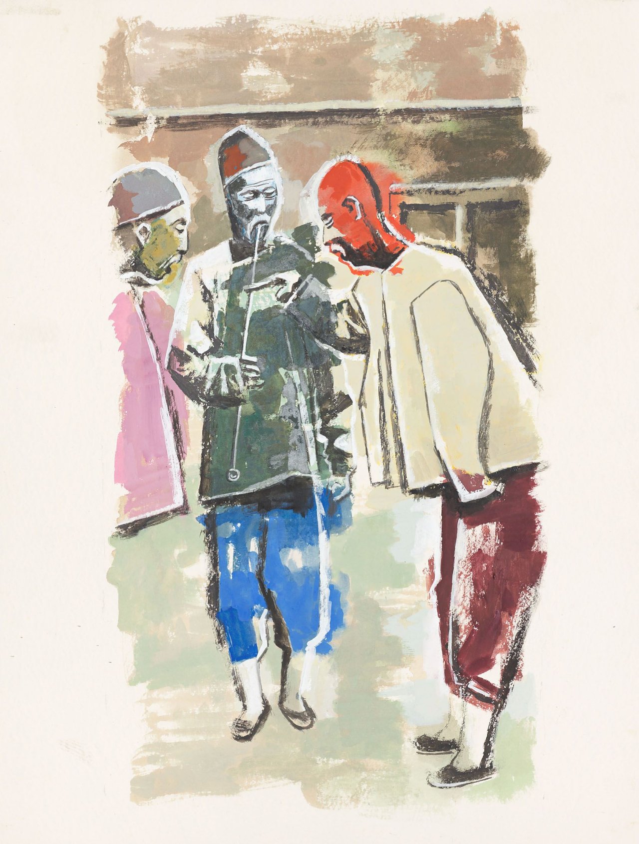Auf diesem Bild ist das folgende Kunstwerk zu sehen: Xaver Fuhr. „Drei Chinesen“. Um 1939/40.