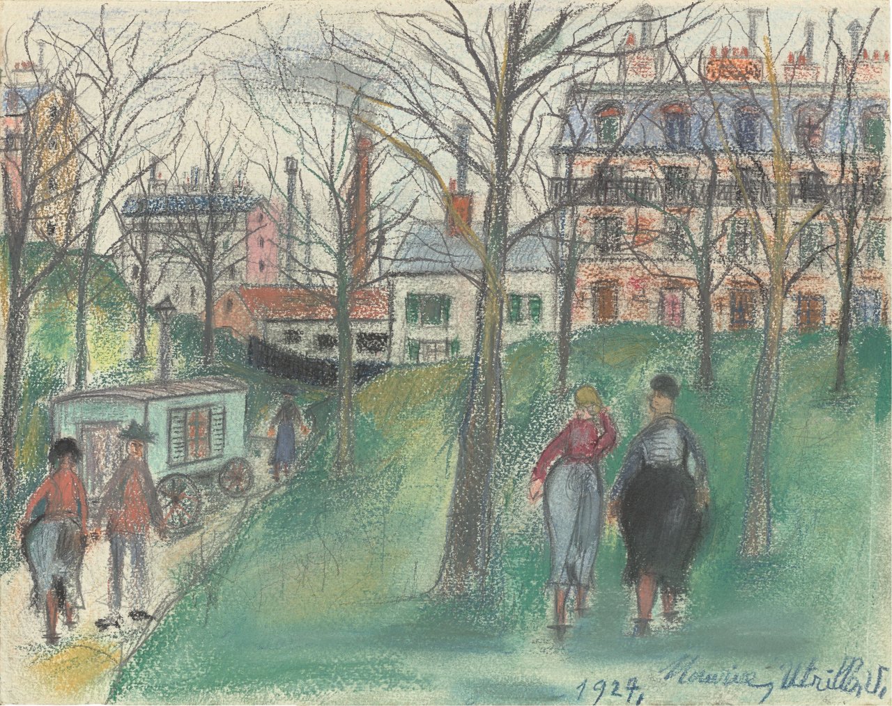 Auf diesem Bild ist das folgende Kunstwerk zu sehen: Maurice Utrillo. La roulotte. 1924.