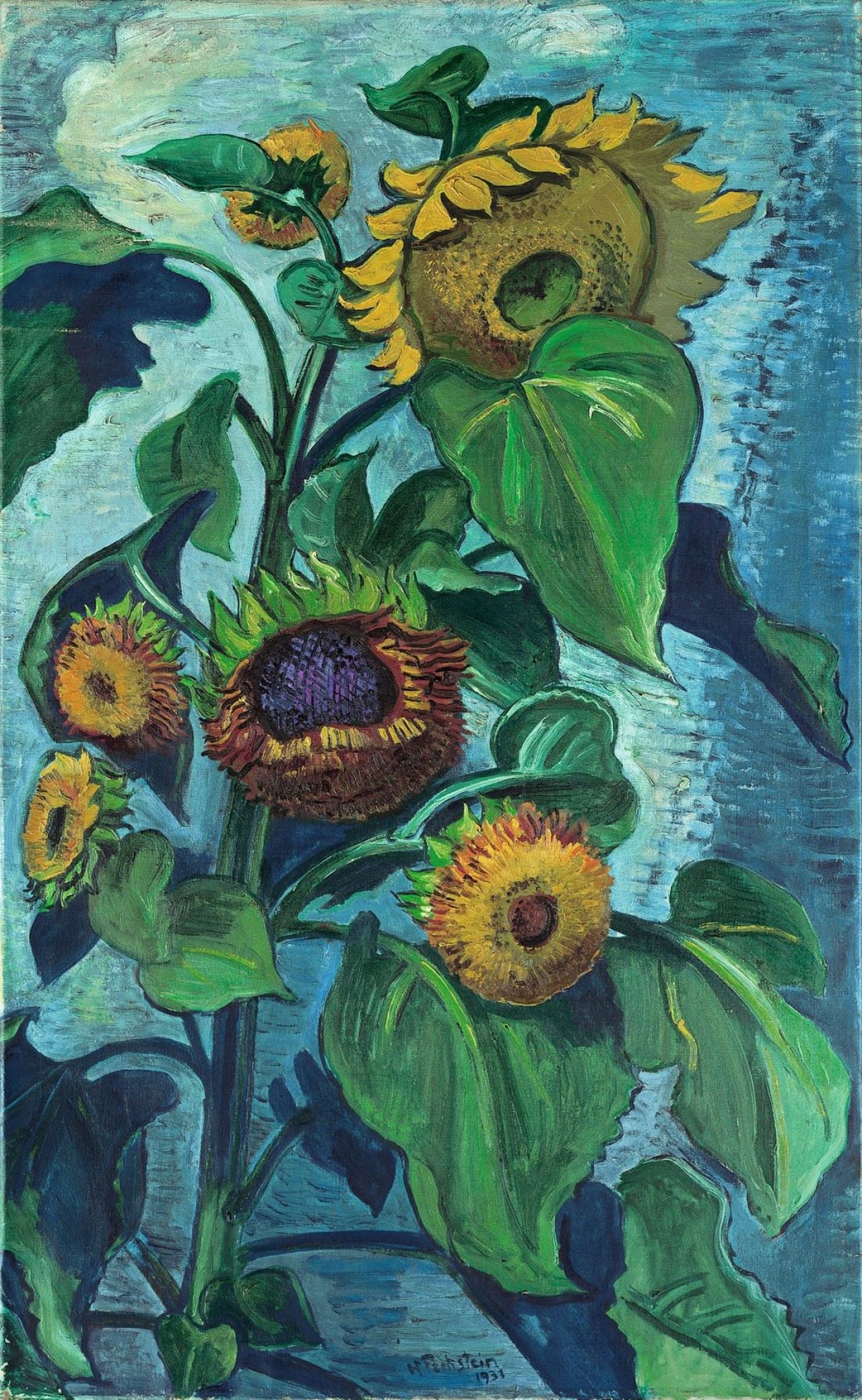 Auf diesem Bild ist das folgende Kunstwerk zu sehen: Max Pechstein. „Sonnenblumen“. 1931.