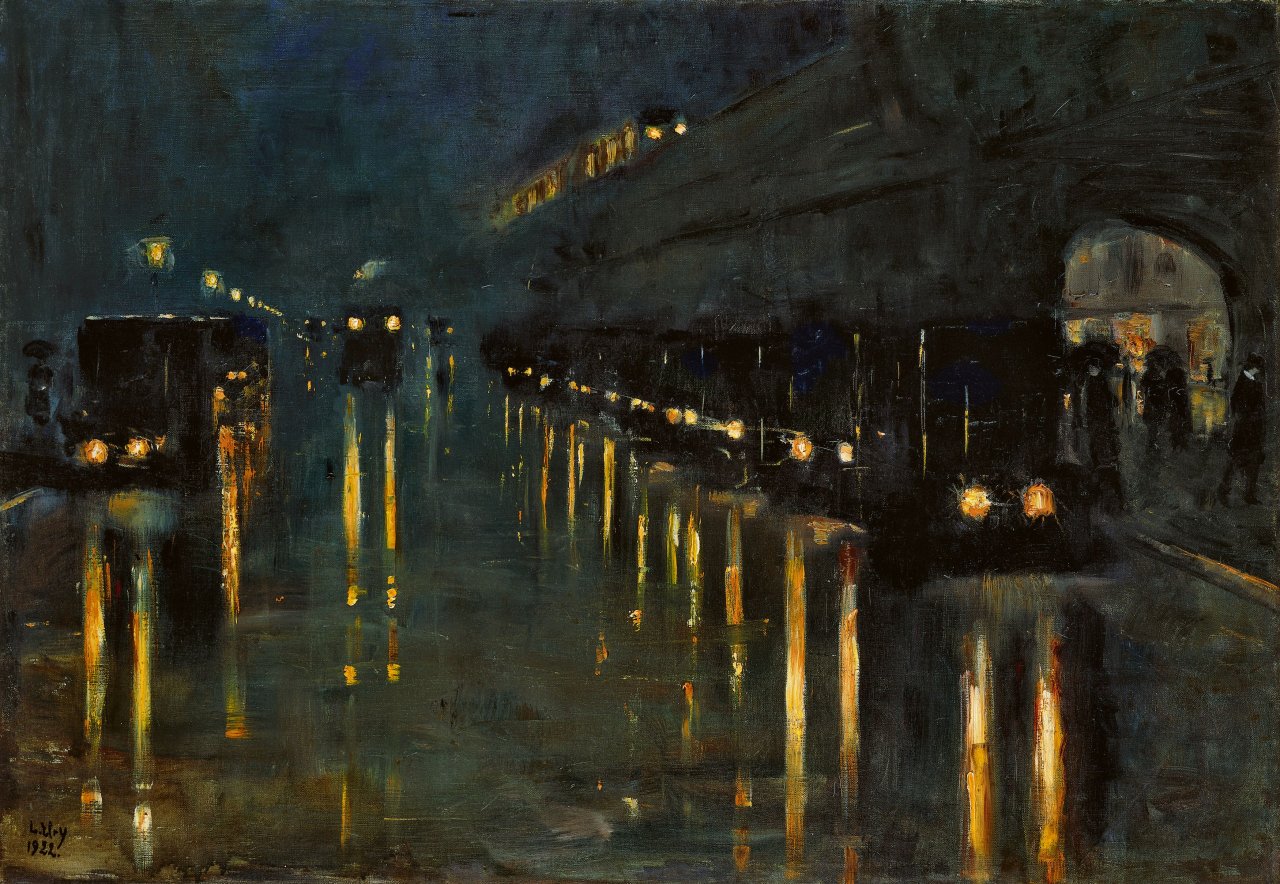 This picture shows the following artwork: Lesser Ury. „Hochbahnhof Bülowstraße bei Nacht“. 1922.