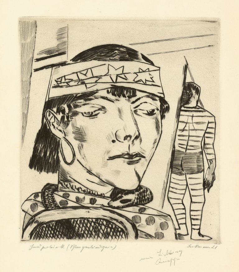 Auf diesem Bild ist das folgende Kunstwerk zu sehen: Max Beckmann. „Schlangendame“. 1921.