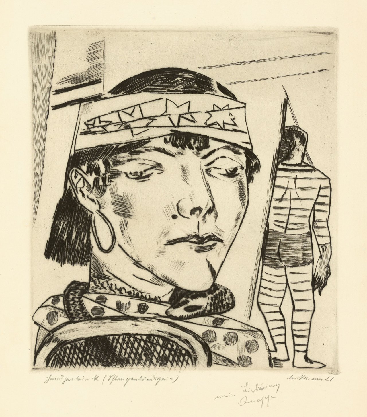 Auf diesem Bild ist das folgende Kunstwerk zu sehen: Max Beckmann. „Schlangendame“. 1921.