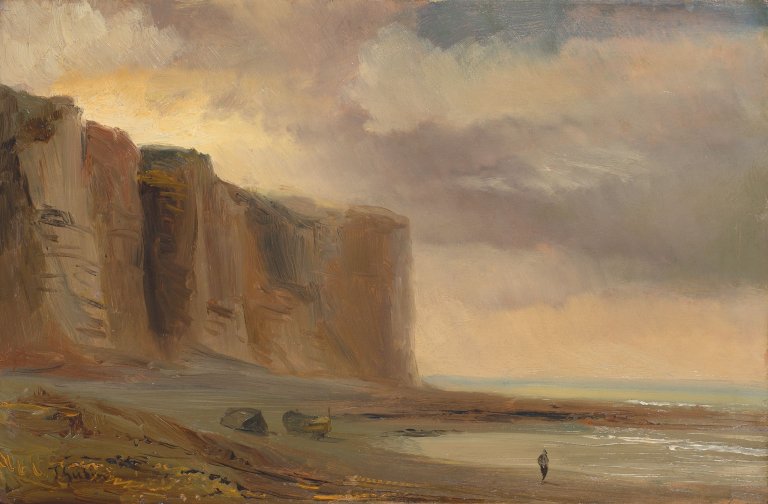 Auf diesem Bild ist das folgende Kunstwerk zu sehen: Théodore Gudin. Küste in der Normandie.