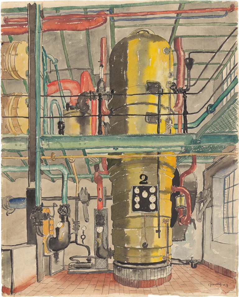 Auf diesem Bild ist das folgende Kunstwerk zu sehen: Carl Grossberg. „Der gelbe Kessel“. 1933.