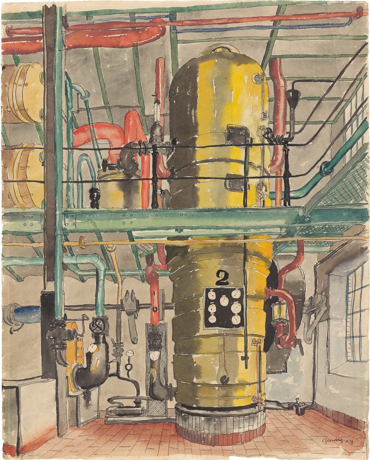 Auf diesem Bild ist das folgende Kunstwerk zu sehen: Carl Grossberg. „Der gelbe Kessel“. 1933.