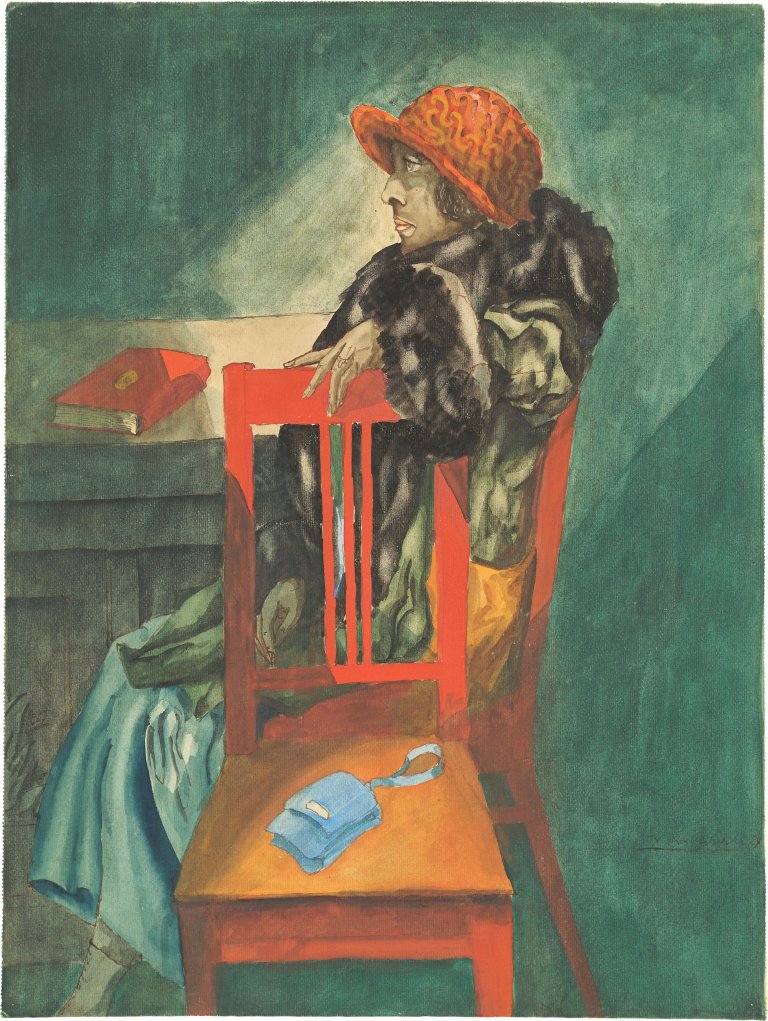 Auf diesem Bild ist das folgende Kunstwerk zu sehen: Franz Radziwill. „Frau zwischen roten Stühlen“. 1924.