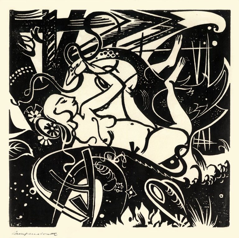 Auf diesem Bild ist das folgende Kunstwerk zu sehen: Heinrich Campendonk. „Leda mit Schwan“. 1917.