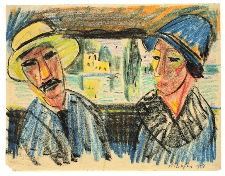 Auf diesem Bild ist das folgende Kunstwerk zu sehen: Max Pechstein. Paar im Boot. 1924.