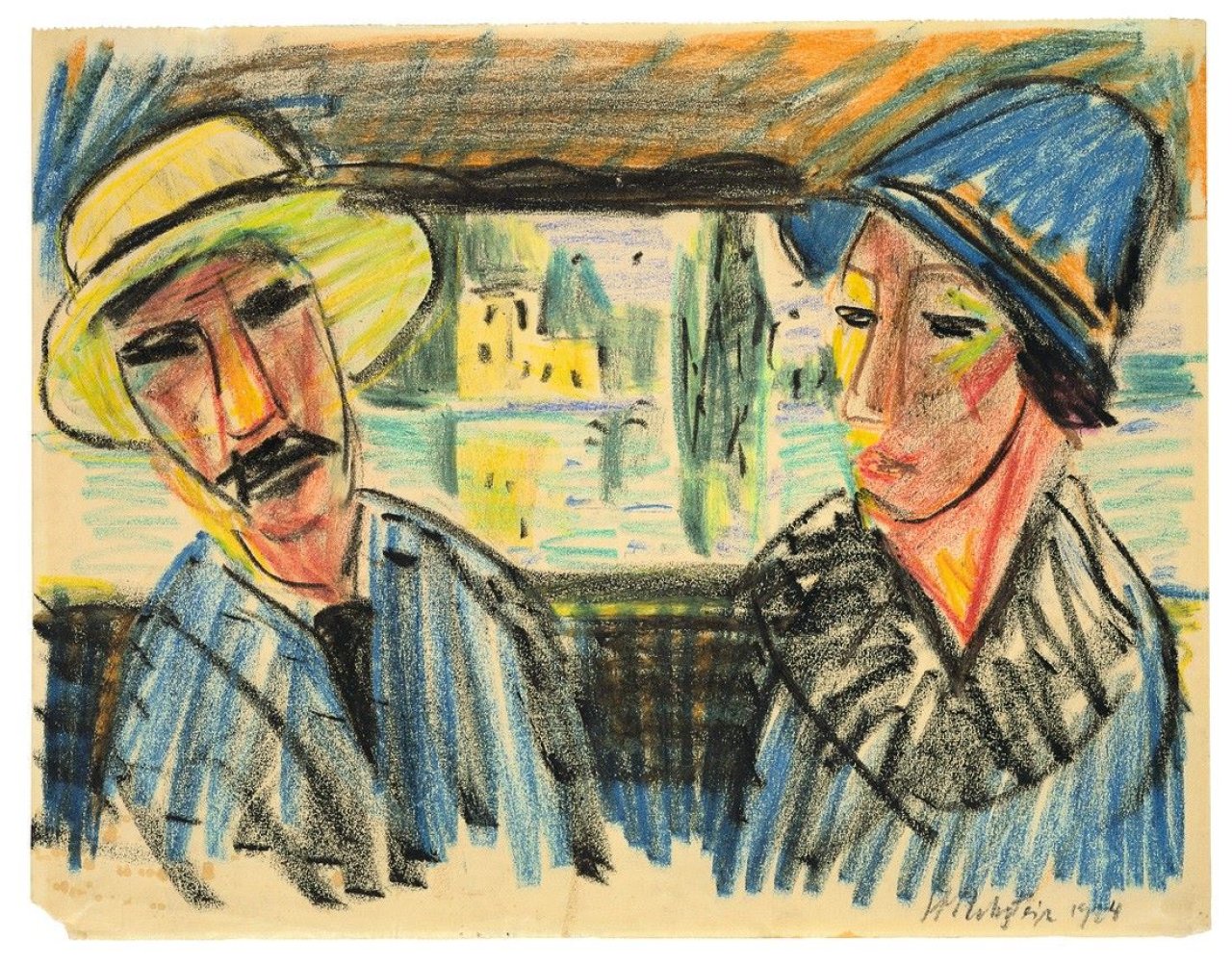 Auf diesem Bild ist das folgende Kunstwerk zu sehen: Max Pechstein. Paar im Boot. 1924.