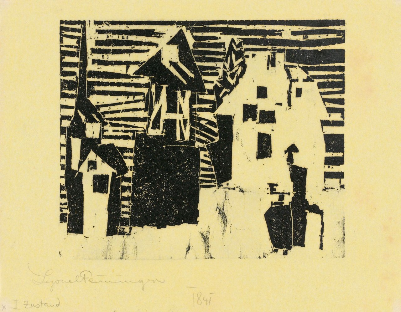 Auf diesem Bild ist das folgende Kunstwerk zu sehen: Lyonel Feininger. „Dorf“. 1918/26.