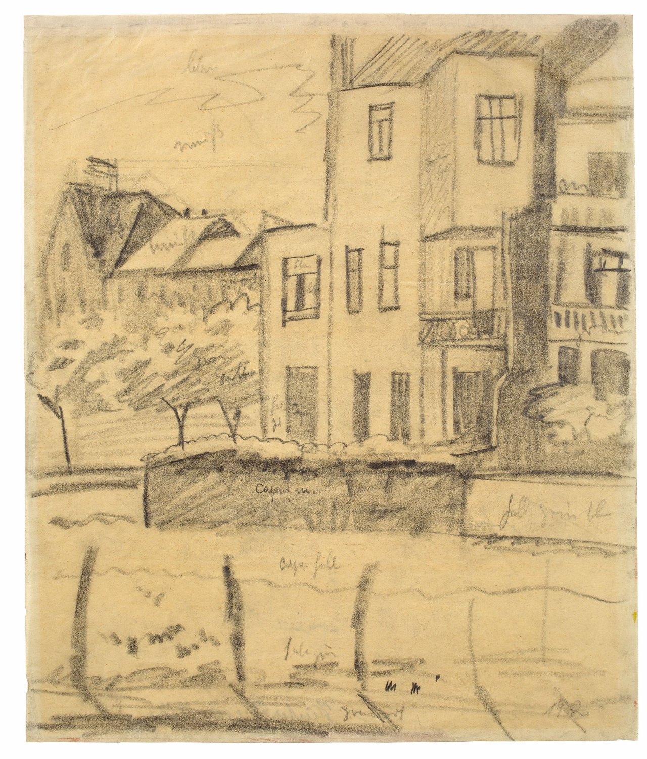 Auf diesem Bild ist das folgende Kunstwerk zu sehen: August Macke. „Hinterhäuser“. 1911.