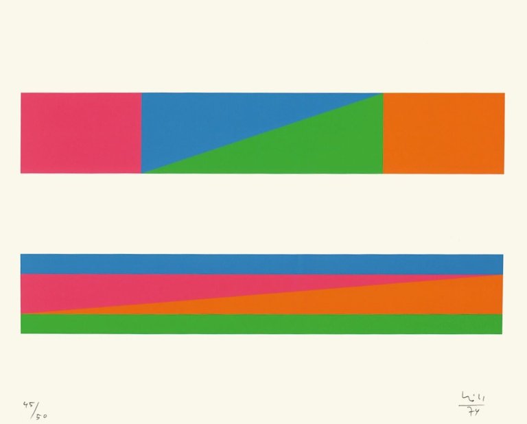 Auf diesem Bild ist das folgende Kunstwerk zu sehen: Max Bill. „8 (2 4/4) = 8“. 1974.