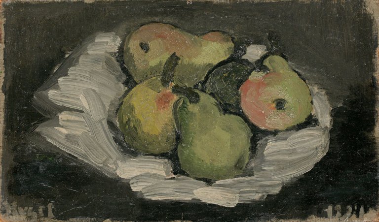 Auf diesem Bild ist das folgende Kunstwerk zu sehen: Helmut Kolle. Stilleben mit Birnen. 1924.