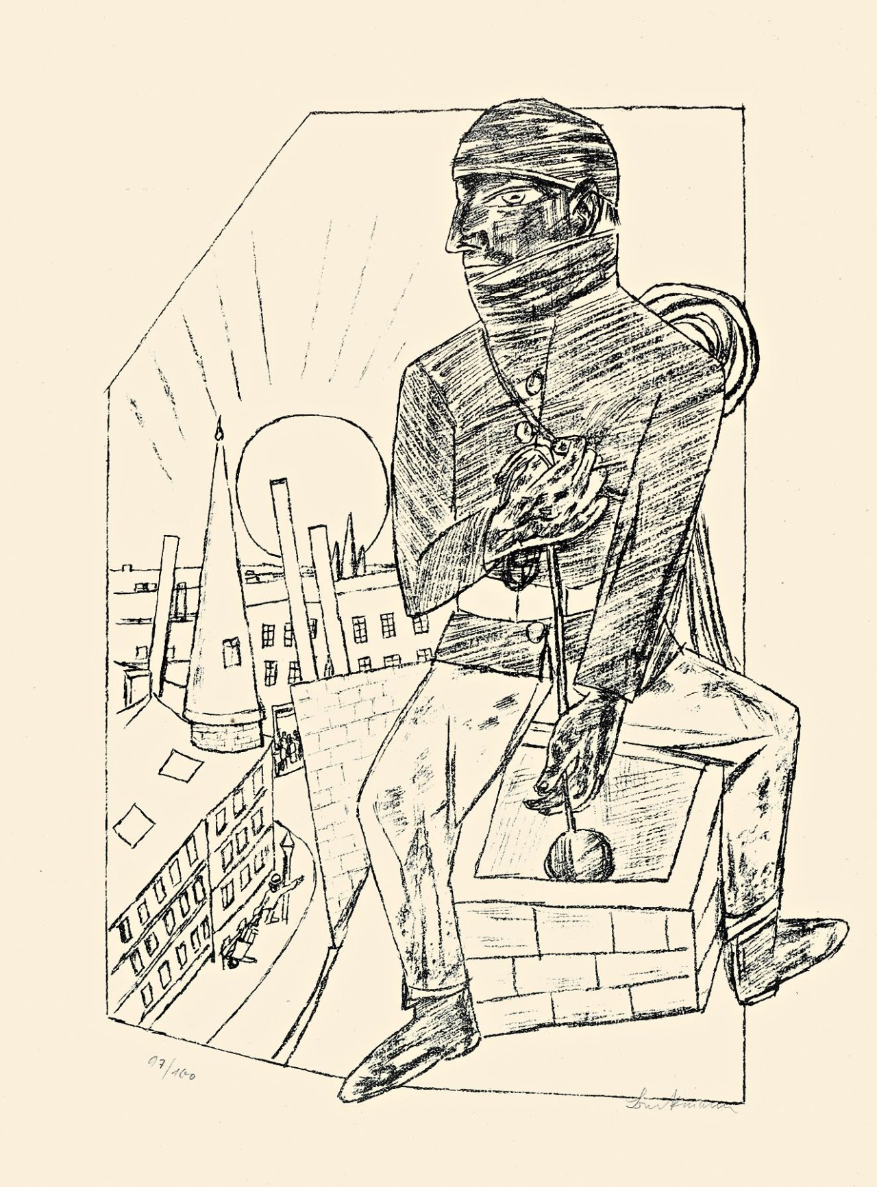 Auf diesem Bild ist das folgende Kunstwerk zu sehen: Max Beckmann. „Der Schornsteinfeger“. 1922.