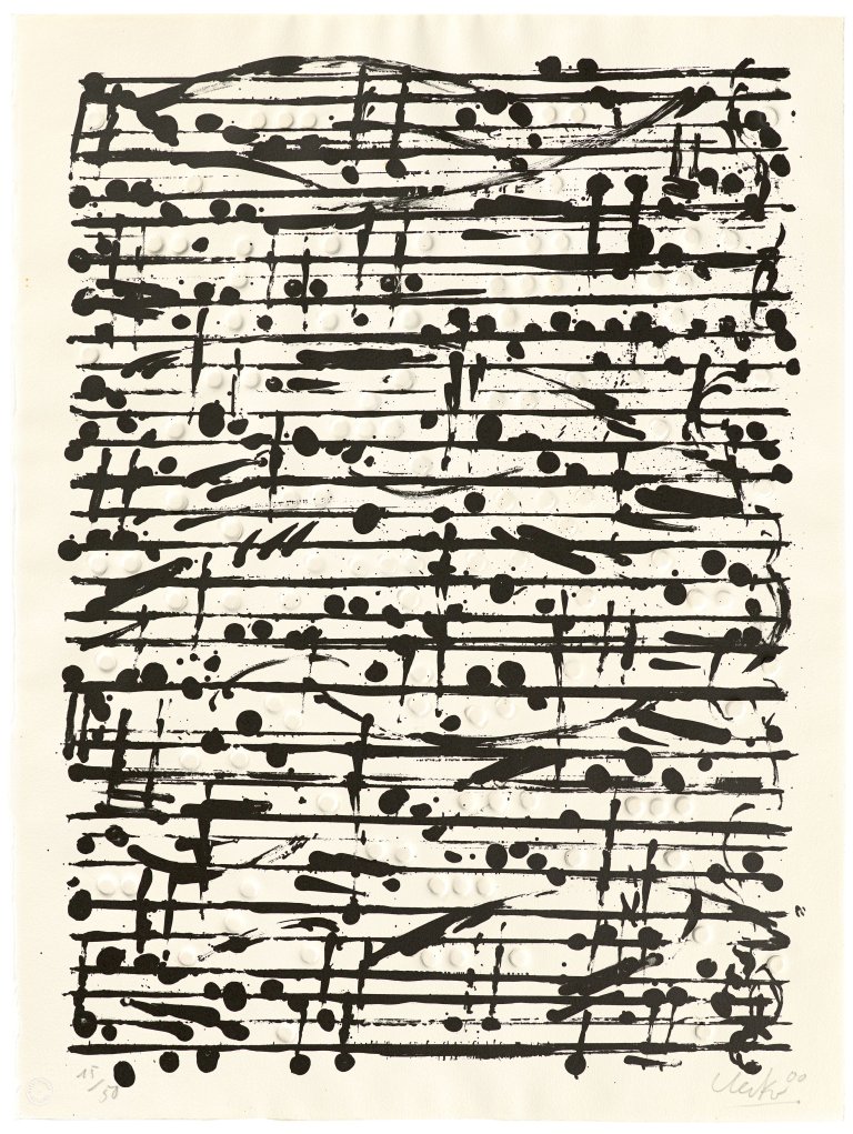 Auf diesem Bild ist das folgende Kunstwerk zu sehen:  Mappenwerk. „Beethoven 2000 ...diesen Kuß der ganzen Welt“. 2000.