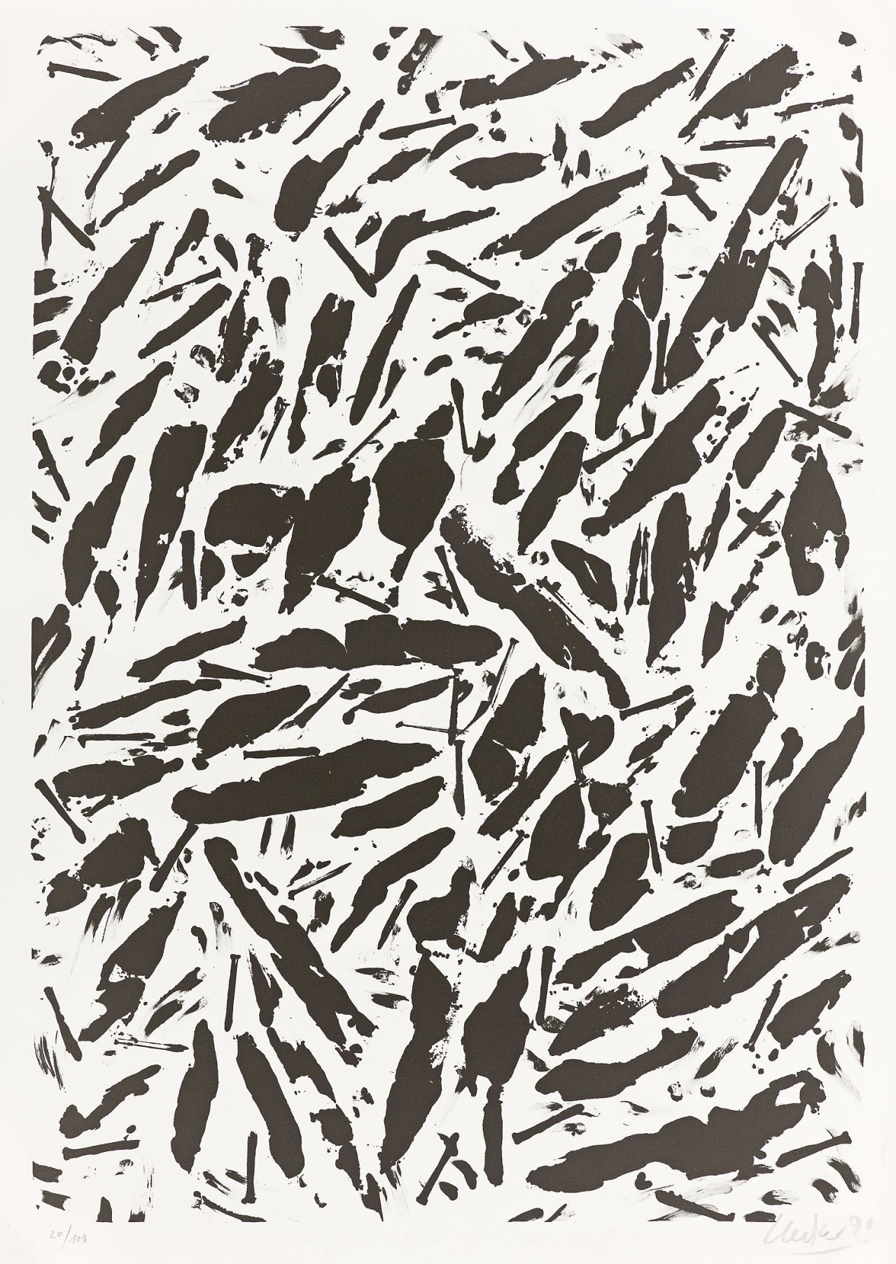 Auf diesem Bild ist das folgende Kunstwerk zu sehen: Günther Uecker. Ohne Titel. 1990.